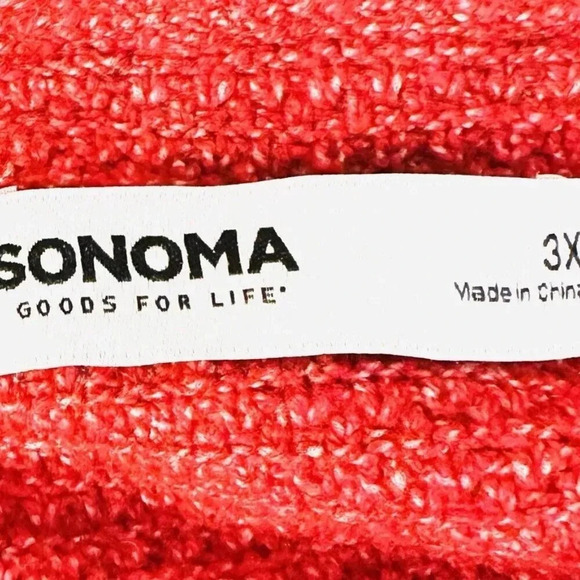 NWT SONOMA Women Long Sleeve V-Neck Pullover Oversized Red Sweater Plus Size 3X - Picture 9 of 11